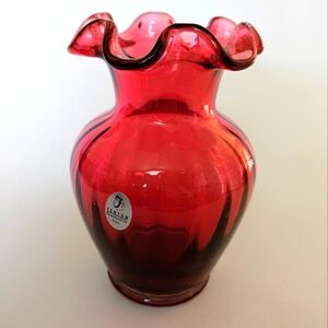 Fenton Cranberry Glass Vase
